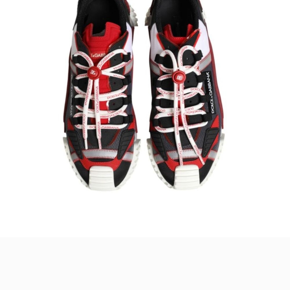 Dolce & Gabbana Red and Black Sneakers with White Accents